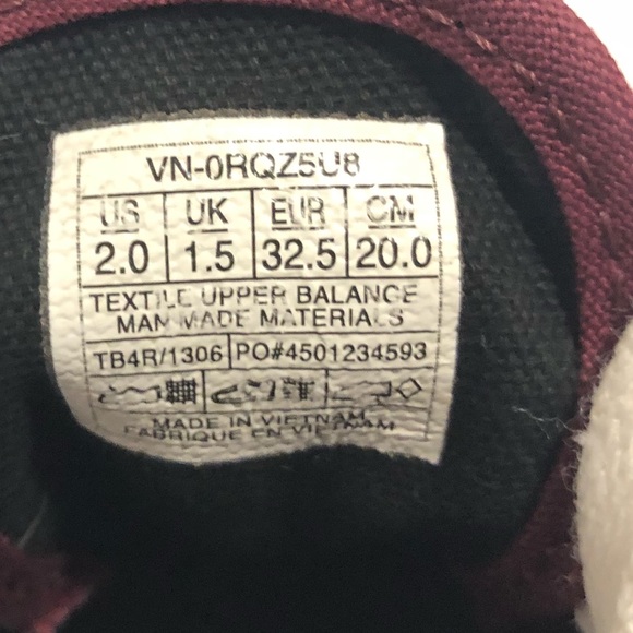 Vans burgundy kids shoe - Picture 8 of 8